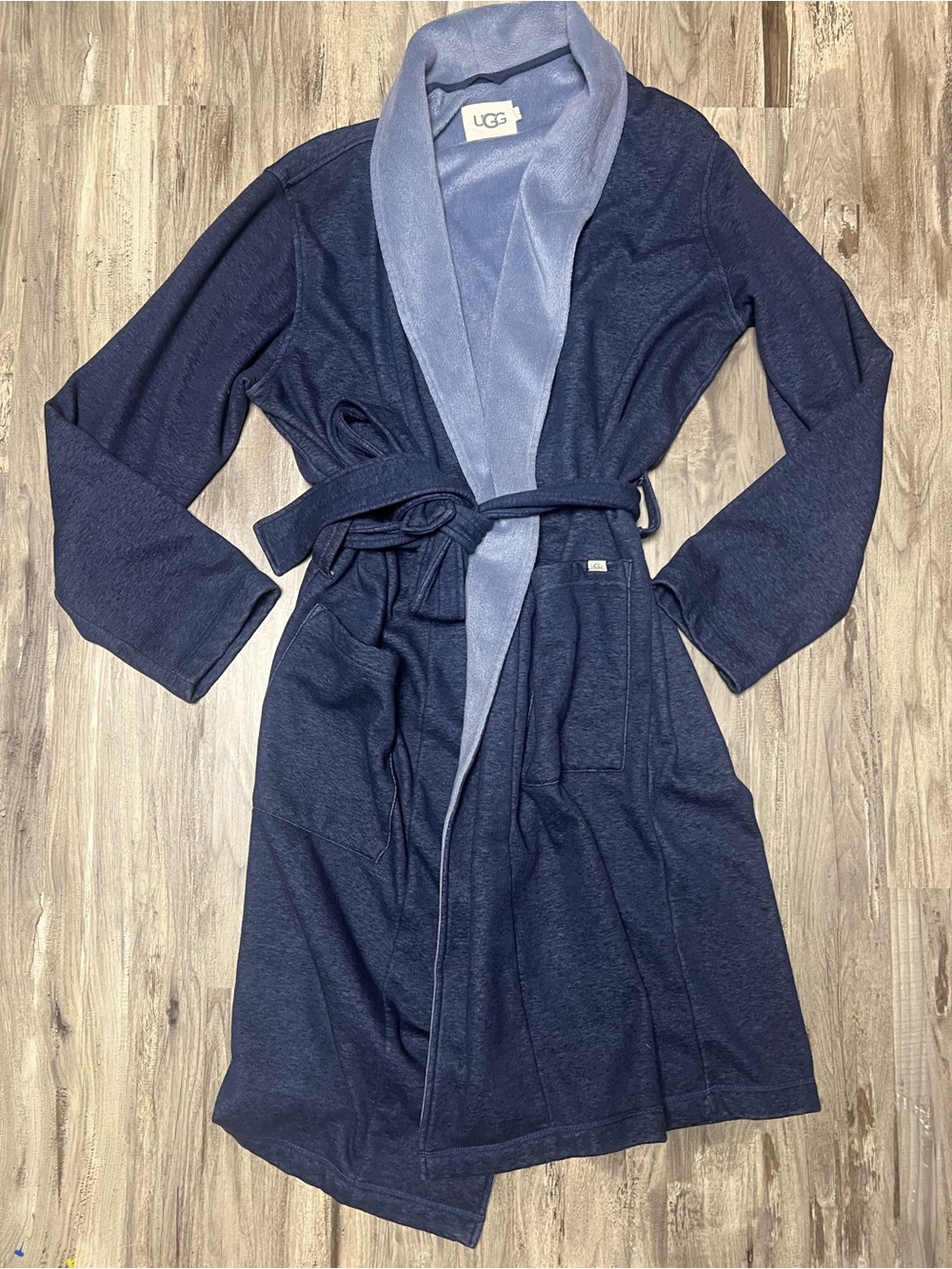 UGG Men's Robinson Double Knit Fleece Robe Navy Heather M/L